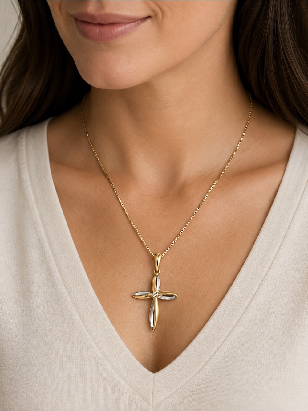 Whitehall Vintage Gold Cross Pendant Necklace - never worn